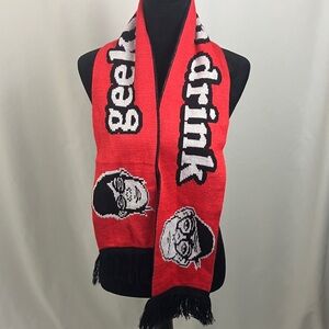 Geeks Who Drink Orange, Black, and Pink Graphic Knit Scarf